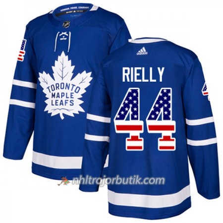 Män Ishockey Toronto Maple Leafs Tröja Morgan Rielly 44 Adidas 2017-2018 Blå USA Flag Fashion Authentic